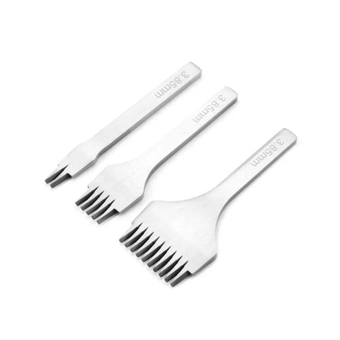 Pro Grade Leather Hole Punch Tool With 2 5 10 Prongs, French Angled Chisel, sharp rhombus teeth on stainless steel tools