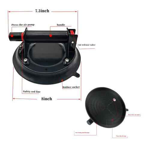 8 Inch Glass Suction Cups 2 Pack Heavy Duty Vacuum Lift Tool For Lifting Large Glass Tile Granite And Windshields Industrial Suction Cup Lifter With Carry Box