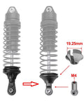 Aluminum Alloy Shock Rod Ends And Spring Perch For RC Cars CNC Machined 6061 T6 Aluminum Lightweight Durable Anodized Gray Upgrade To Replace Plastic Ends showing detail size and parts.