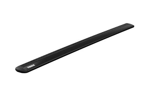 Side view of WingBar Evo 150 60 Inch Black Roof Rack Crossbars With Wind Diffuser Tech For Quieter Ride Lower Drag And Better Fuel Economy