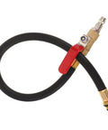 Top Rated Premium Boss Level European Cylinder Pressure Hose Rubber Alloy For Engine Leak Test Quick Connect No Leak Setup Fits Air Compressor And Auto Diagnostic Tools Easy Install Heavy Duty Performance For Garage Crew black rubber hose with brass quick-connect fitting and red valve