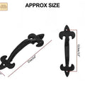 Old School Medieval Rustic Cast Iron Door Pull With Fleur De Lis Handle And Compact Grip, 7 1/8 Inch Decorative Hardware