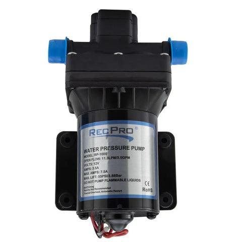 RV Water Pump Direct Replacement For Shurflo 4008-101-A65 3.0 GPM 12V Self Prime Camper Pump front view