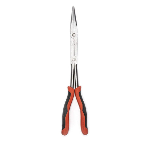 Long Nose Pliers With Serious Reach For Tight Spots, Straight Jaw, Dual-Material Handles, Double Joint Design, Pro Grade Hand Tool