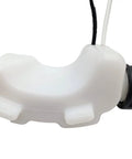 Side angle view of white plastic Fuel Tank Assembly Replacement For A Range Of Lawn Gear From MTD Craftsman Troy-Bilt Cub Cadet