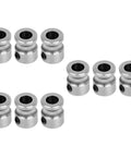 Set of 9 stainless steel extruder drive gear wheels for 3D printers with 5mm bore, precise filament grip, Ender 3 V2 compatible.