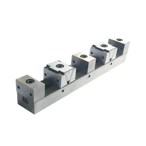 Beefy Multi-Station Clamp Vise For Precision Fixture Machining Center Side Fixed Parallel Workholding Multi-Functional Expanded Metal Vise Industrial Grade 34x70x49 mounted with five jaws