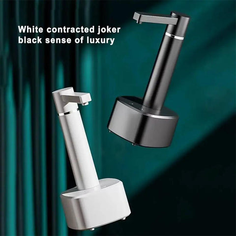 Desktop Water Dispenser With Hot And Cold Water, Three Level Volume Control, USB Charging, Electric ABS Pump in white and black.