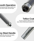 Close-up of Shop Pro Half Inch Shank Flush Trim Router Bit With Razor Sharp Carbide Teeth and Anti Kickback Safety, showcasing Teflon coating and alloy steel handle.
