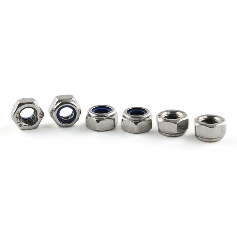 Close-up view of Six Piece M6 Eyebolt Set With M6x12 Thread Shoulder Lifting Ring Eyebolts 304 Stainless Steel With Nylon Lock Nuts