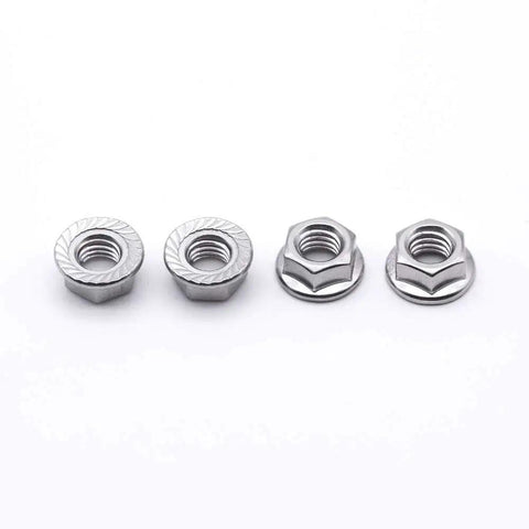 Pro Grade M5 0.8 Serrated Flange Hex Nuts Forged From Pure 304 Stainless Steel with serrated edges for secure mounting