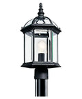 Barrie Outdoor Post Mount 1 Light Black Post Light With Clear Beveled Glass Weatherproof Wet Location Rated 18 Inch Height By 9.75 Inch Width Bulb Not Included A19 Bulb Compatible Ideal For Porch Pathway And Garden