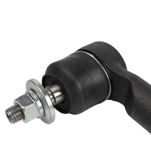 Beefed Up Front Outer Steering Tie Rod End Linkage Passenger Side Right Hand for 2014 2015 2016 2017 2018 Cherokee KL Jeep Replacement Upgrade Part Built To Last, black metal tie rod end close-up