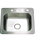 Top view of Gourmetier Studio Self Rimming Single Bowl Kitchen Sink GKTS25228 In Brushed Stainless Steel 25 In L X 22 In W X 8 In H