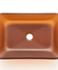 Top view of Star Gold Camelia Series Rectangular Tempered Glass Vessel Sink For Bathroom, Tea Matte Finish, above counter design