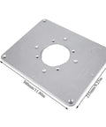 Premium Aluminum Alloy Router Table Insert Plate With Center Alignment Bushing And Installation Screws For Diy Woodworking Engraving Machine Tools Easy Install Plus Killer Precision Fit, shown from above, dimensions 300mm x 235mm.