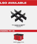 Packout Compatible 3 Drawer Tool Box With Lockable Security Bar 50 Lbs Capacity Red And Black Durable Tool Chest Interior Organizer Tray Stackable Modular System For Easy Job Site Storage showing drawer dividers.