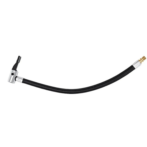 Flexible 30cm Tire Inflator Extension Hose With Auto Locking Chuck For Cars Trucks Motorcycles Road And Mountain Bikes Air Pump Adapter Reaches Awkward Valve Stems No Sweat Inflation Effortless Straight Up Solid Gear Setup, black braided hose