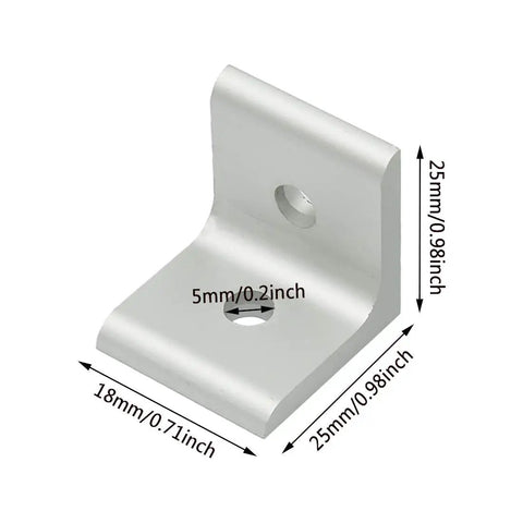 Inside Corner Bracket For 2020 Aluminum Extrusion Profiles 5mm Slot Connects Two 2020 Series Aluminum Rails, 20 Pack, Uses M5 Screws And M5 T Nuts, Durable Assembly Hardware For DIY Projects. 25x25x18mm aluminum corner bracket