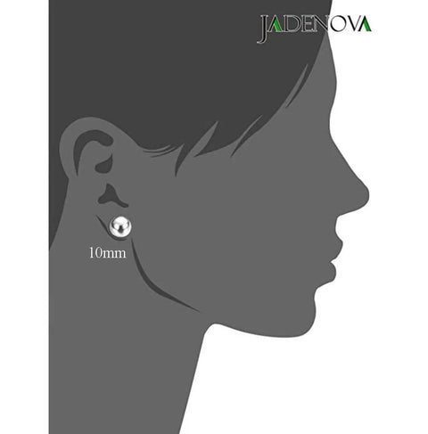 Sterling Silver Ball Earrings For Women, 10mm Studs, 0.8mm Pin, Hypoallergenic 925 Silver, Classic Round Ball Earrings, 10mm Diameter, One Pair For Everyday Wear on profile view