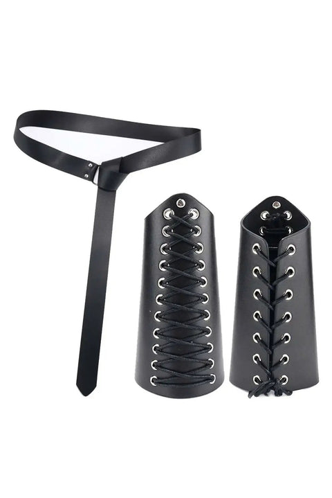 Men's Medieval Viking Gladiator Armor Set With Shoulder Pauldron Bracers Arm Guards Belt One Size Adjustable For Cosplay And LARP Durable
