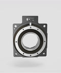 Th450 Heavy Duty Turntable Rotary Actuator with Hollow Rotating Platform and 10 To 1 Gearbox Ratio front view, showcasing hollow input shaft.