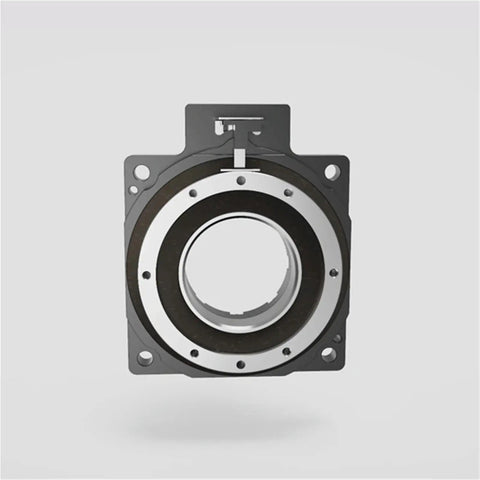 Th450 Heavy Duty Turntable Rotary Actuator with Hollow Rotating Platform and 10 To 1 Gearbox Ratio front view, showcasing hollow input shaft.