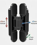 Sleek Hidden 6 Inch Adjustable Door Hinges 4 Pack Zinc Alloy With 180 Degree Swing For Doors Up To 850mm Wide And 88 lb Capacity