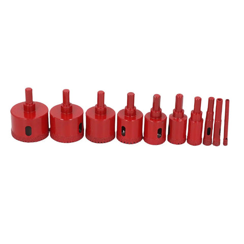 Check Out These Epic Filfeel Hole Saw Tile Drill Bits Kit With 10 Piece Shank Bits For Ceramic Marble Glass That Cuts Clean Without Burrs And Lasts Forever, 10 red hole saw bits