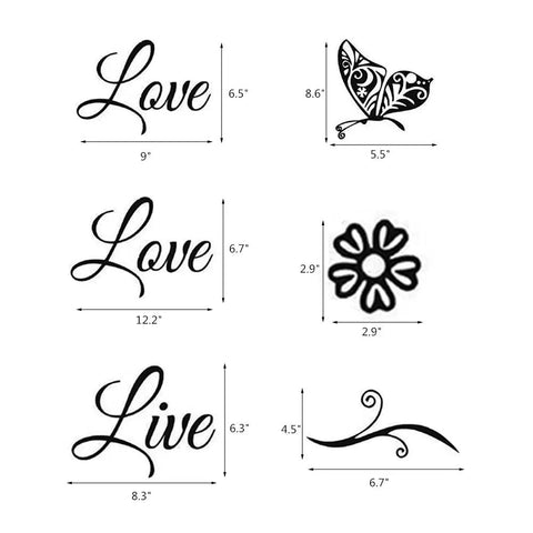 Live Love Laugh Set Of 3 Motivational Wall Stickers For Family Decor Black 18x39 Inch Peel And Stick Easy To Apply - design details