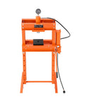Pro Crew Badass 30 Ton H Frame Hydraulic Shop Press With Heavy Steel Platen And Automatic Relief Valve For Swapping Car Bushings Ball Joints Garage Metalwork Setup, front view.
