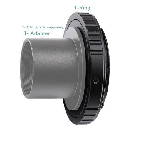Pro Grade M42 T Ring For Nikon SLR Cameras - Upgraded Aluminum Build With Oxidized Finish, precision adapter side view