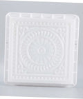 Concrete Stepping Stone Paver Mold 37x37x6.5 Cm Reusable Cement Mold, white plastic, front view showing design pattern.
