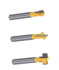 Fabater Keyhole Router Bits Set For Backlash Free T Slot And Sealed Bearing 1/4 Inch Shank with dual blade chip removal.