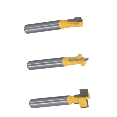Fabater Keyhole Router Bits Set For Backlash Free T Slot And Sealed Bearing 1/4 Inch Shank with dual blade chip removal.