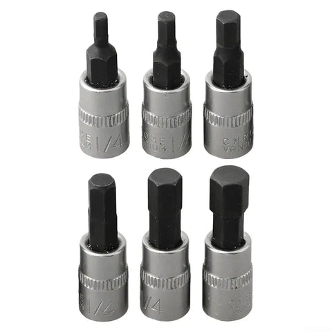 Beefy Three Piece One Quarter Inch Drive Hex Socket Set With H3 H4 H5 Inner Hex Bits In Chrome Vanadium Steel 38mm Length