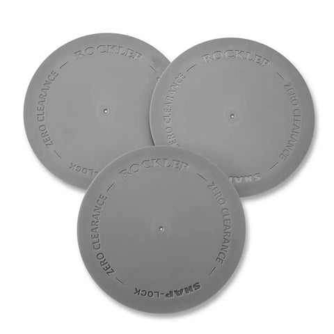 Premium Abs Plastic Router Table Insert Ring Set With Push Button Quick Release For Zero Clearance Fits Snap Lock Plates displayed together.