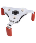 Smoke Detector Removal Tool And Fire Alarm Battery Changer Claw Gripper head with red rubber grips and 3/8-inch square socket.