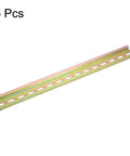 Five Pack DIN Rail Slotted Iron Mounting Guide Bar 20 Inch Long 35mm Wide 7.5mm High Bronze Tone Heavy Duty Rack Rail