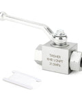 TAISHER KHB 1/2'' NPT high-pressure hydraulic ball valve, carbon steel, 2-way shut-off, angled view