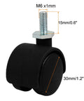 1.2 Inch Nylon Wheel Caster With M6 Threaded Stem Non Brake Swivel 5 Pieces Load Capacity 10-20kg Durable Nylon and Metal Wheel
