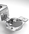 Close-up of 1-1/4 Inch Overlay Soft Closing Face Frame Cabinet Hinges Set, 105 Degree, 6-Way Adjustment, 3 Cam, Concealed Kitchen Door Hinges