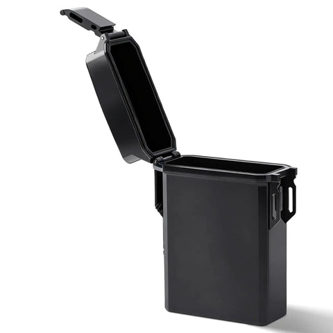 Open black Waterproof 84mm EDC Storage Case With Lanyard Portable Mini Dry Box for small gear and outdoor adventures