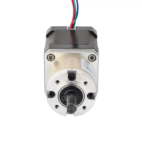 Front view of Beefy Torque NEMA 17 Stepper With Planetary Gearbox 19.19 To 1 For DIY CNC Camera And Telescope Projects, 0.094° step angle.