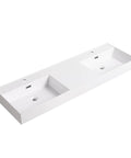 60 Inch Bathroom Resin Vanity Sink Featuring Sleek Modern Style Heavy Duty Construction Smooth Glossy Finish Built Damn Tough For Daily Use, double bowl design.