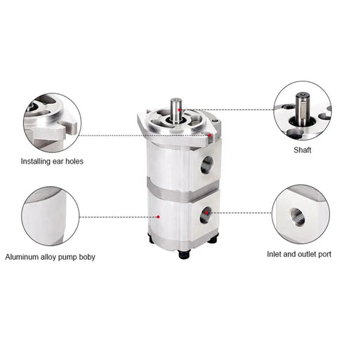 Beefed Up Dual Stage Hydraulic Gear Pump Clockwise Rotary 14.3/10.9 GPM High Pressure Up To 3000 PSI with SAE Flange Installation