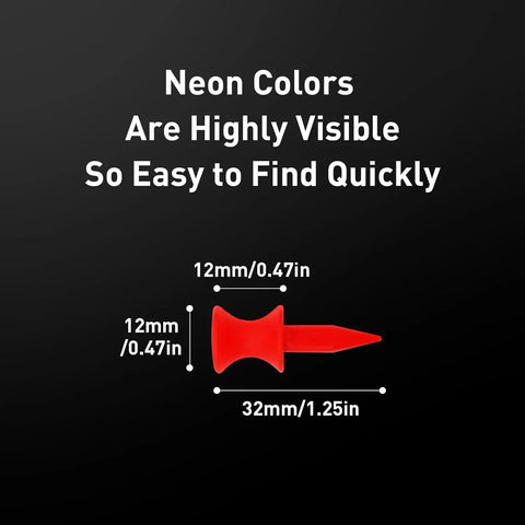 Diagram of Step Down Plastic Golf Tees Unbreakable 50 Pack One And A Quarter Inch 32 mm Red Reusable Castle Tees for height control