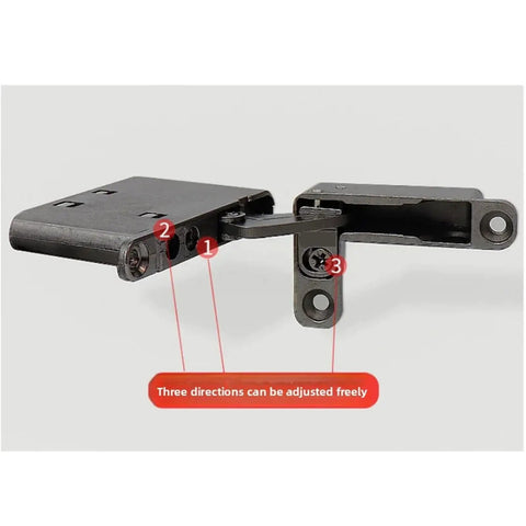 Heavy Duty Adjustable Cabinet Hinge With Hydraulic Soft Close Buffer, showcasing adjustable directions and glossy black finish.