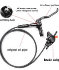 MT200 Hydraulic Disc Brake Set For Mountain Bikes Dual Piston Calipers with steel handle and 800mm cable