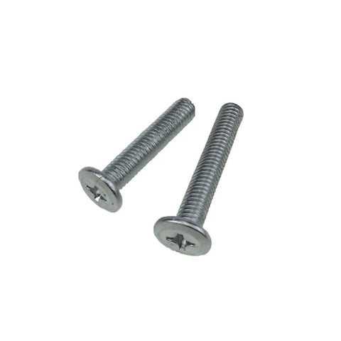 6Mm X 20Mm Flat Head Phillips Machine Screws White Zinc Furniture Hardware Fasteners for heavy duty assembly, showing two screws.